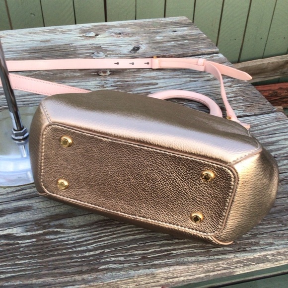 Ted Baker Pink / Gold Leather Handbag Crossbody Bag with Removable Strap - Picture 8 of 9